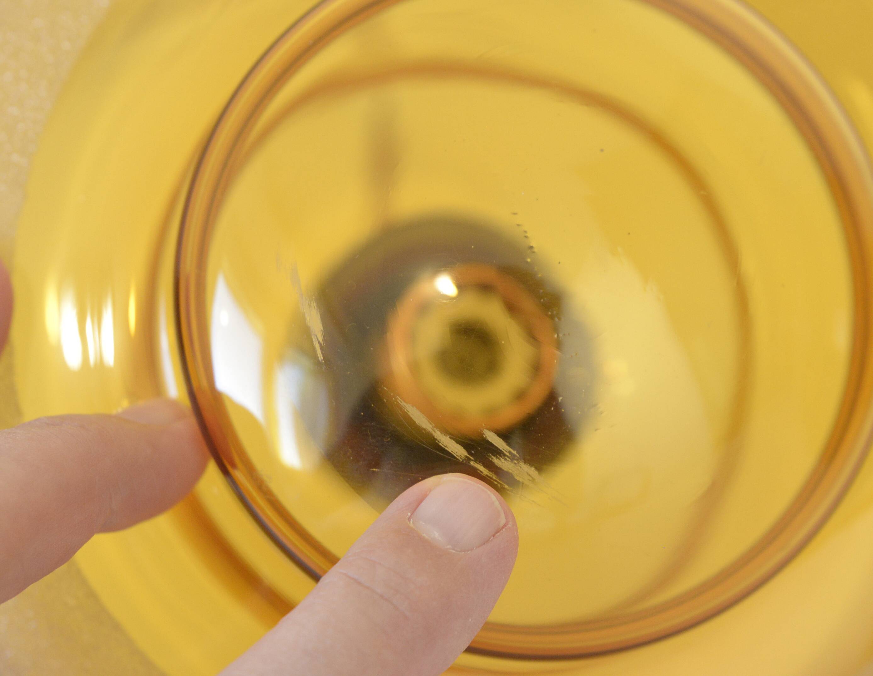 1 of 2 hand blown amber glass pendant lamp / redesign vintage hanging light