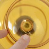 1 of 2 hand blown amber glass pendant lamp / redesign vintage hanging light