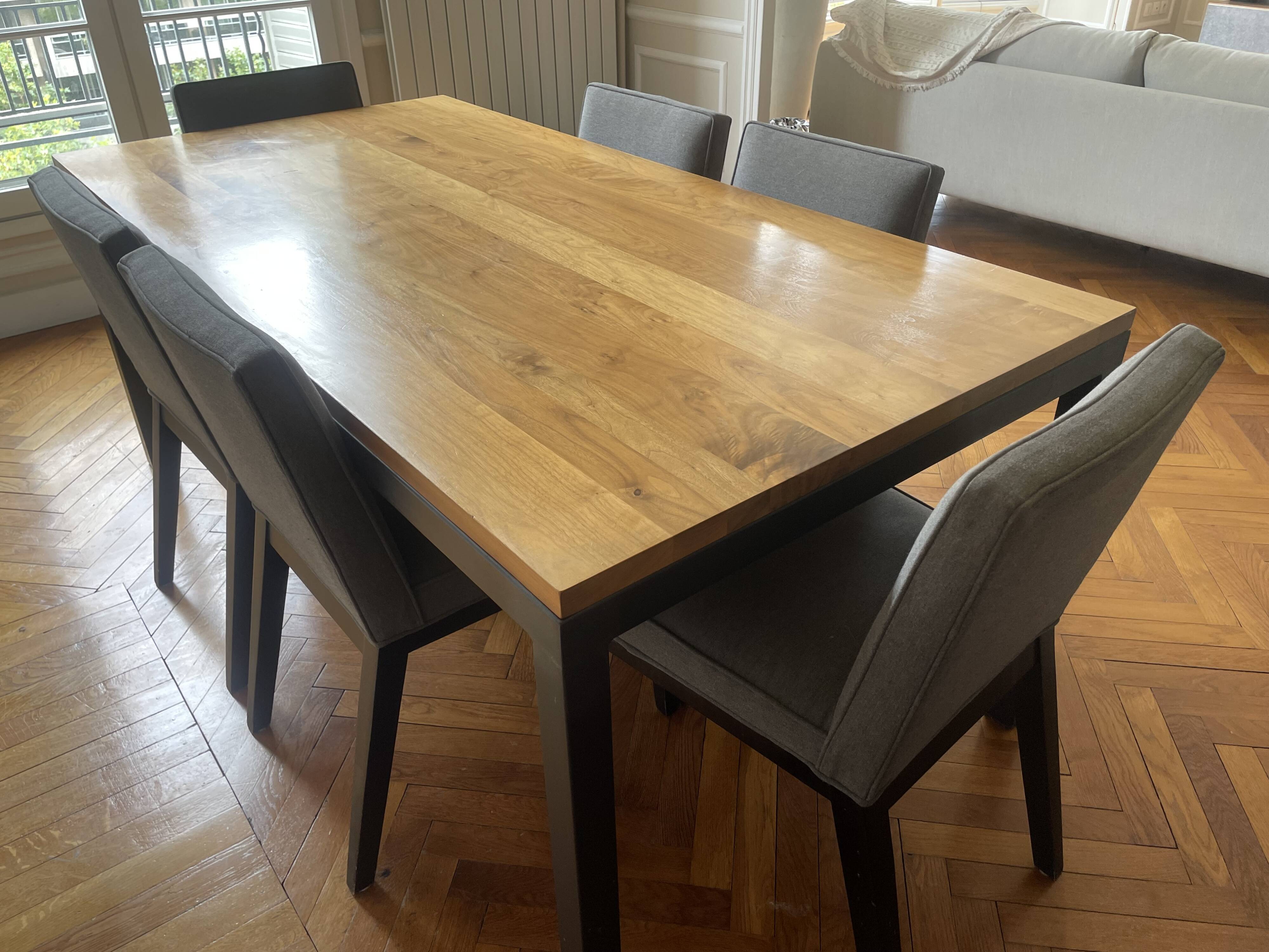 Table room & board parsons – noyer & metal structure – 183 × 91 cm