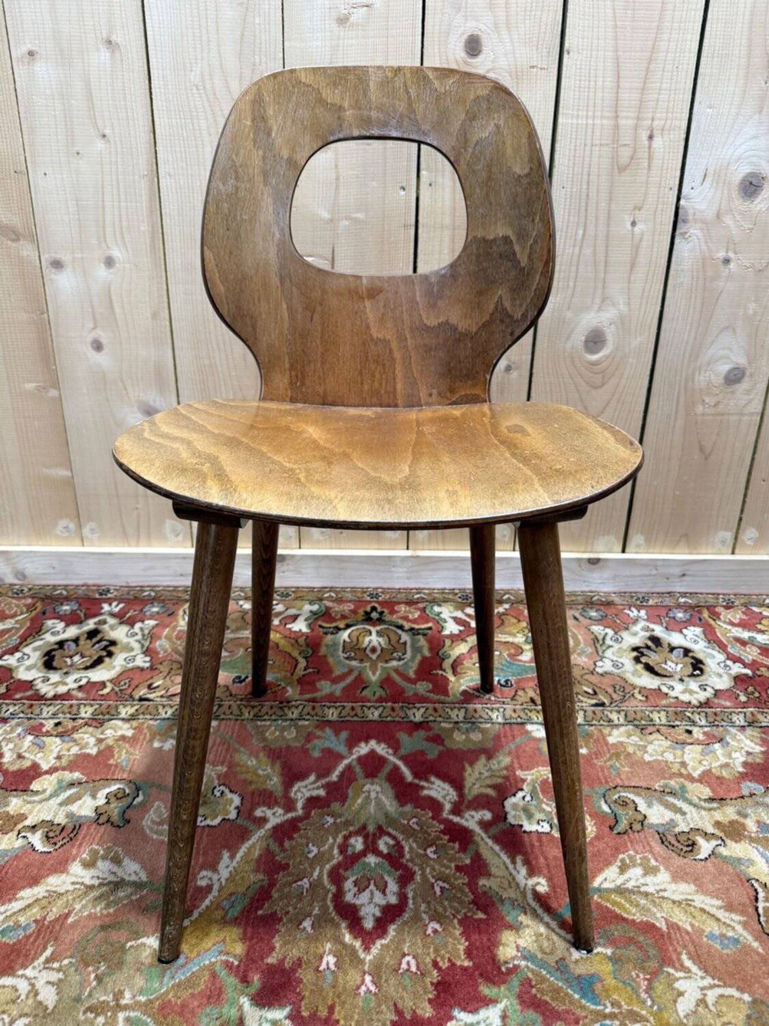 Set of 4 Baumann chairs model Eye in wood, 1950s design.