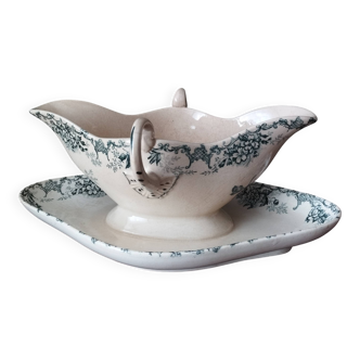 Sauceboat on iron earthenware frame H. Choisy-le-Roi “Floreal”