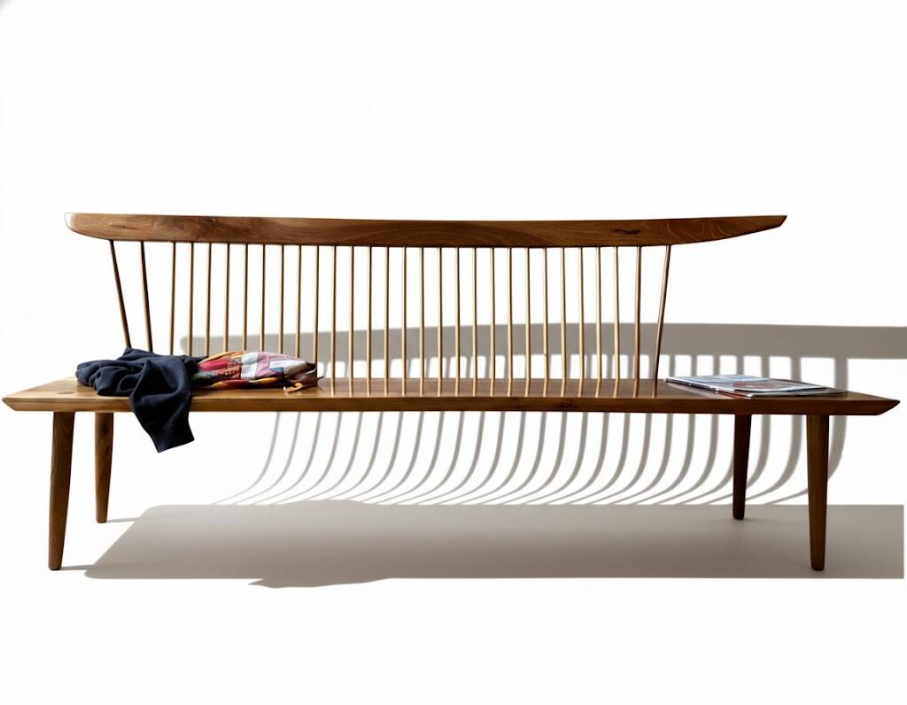 Large bench in solid walnut