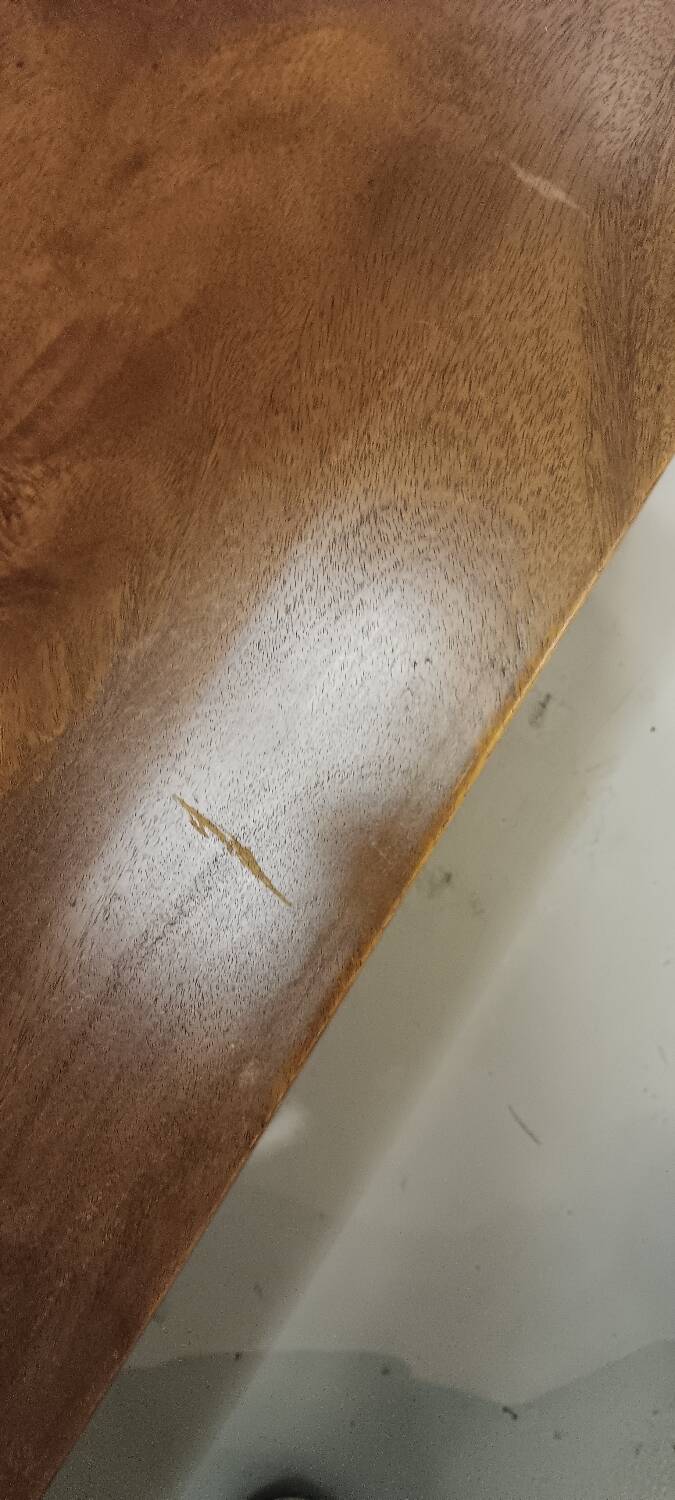 Coffee table / side table in mahogany with a rattan shelf.