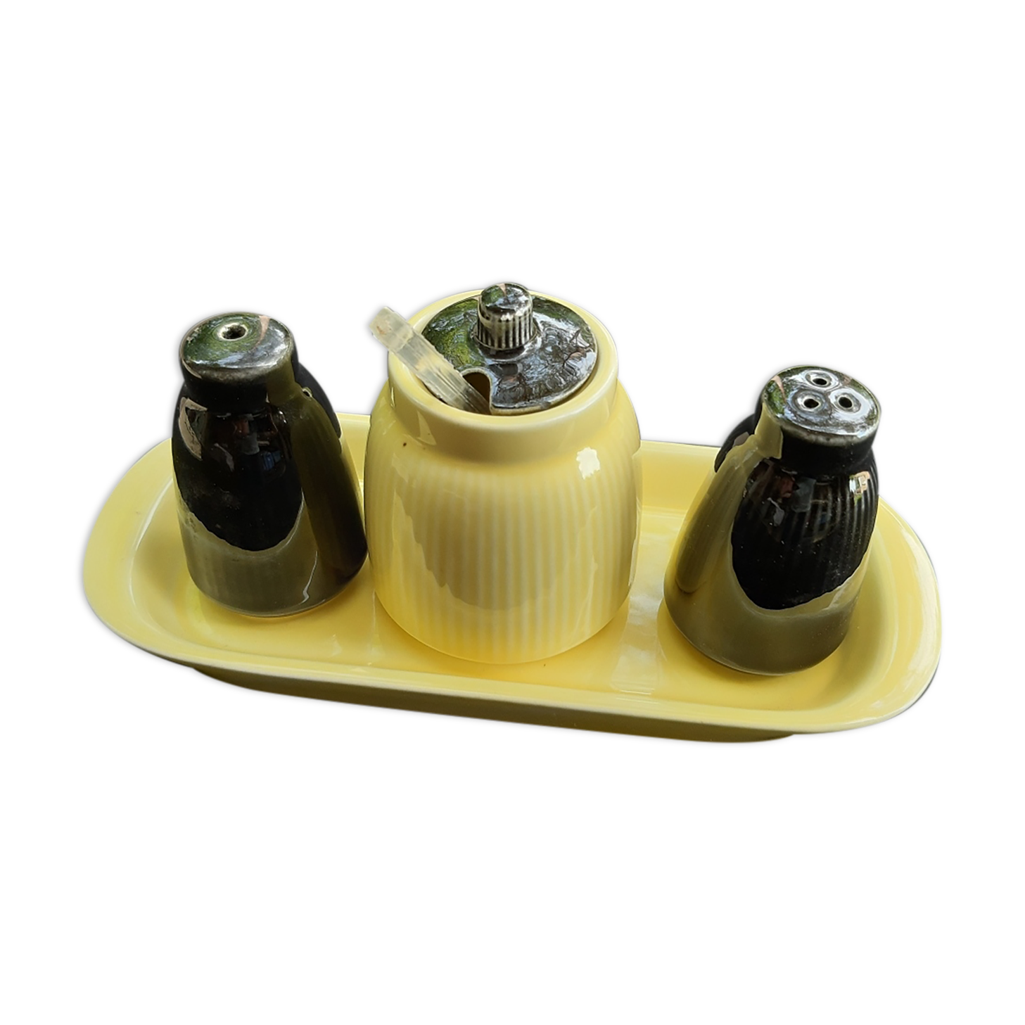 Vintage set for salt pepper mustard pot 50/60