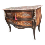 Commode sauteuse en bois de rose plateau en marbre rose
