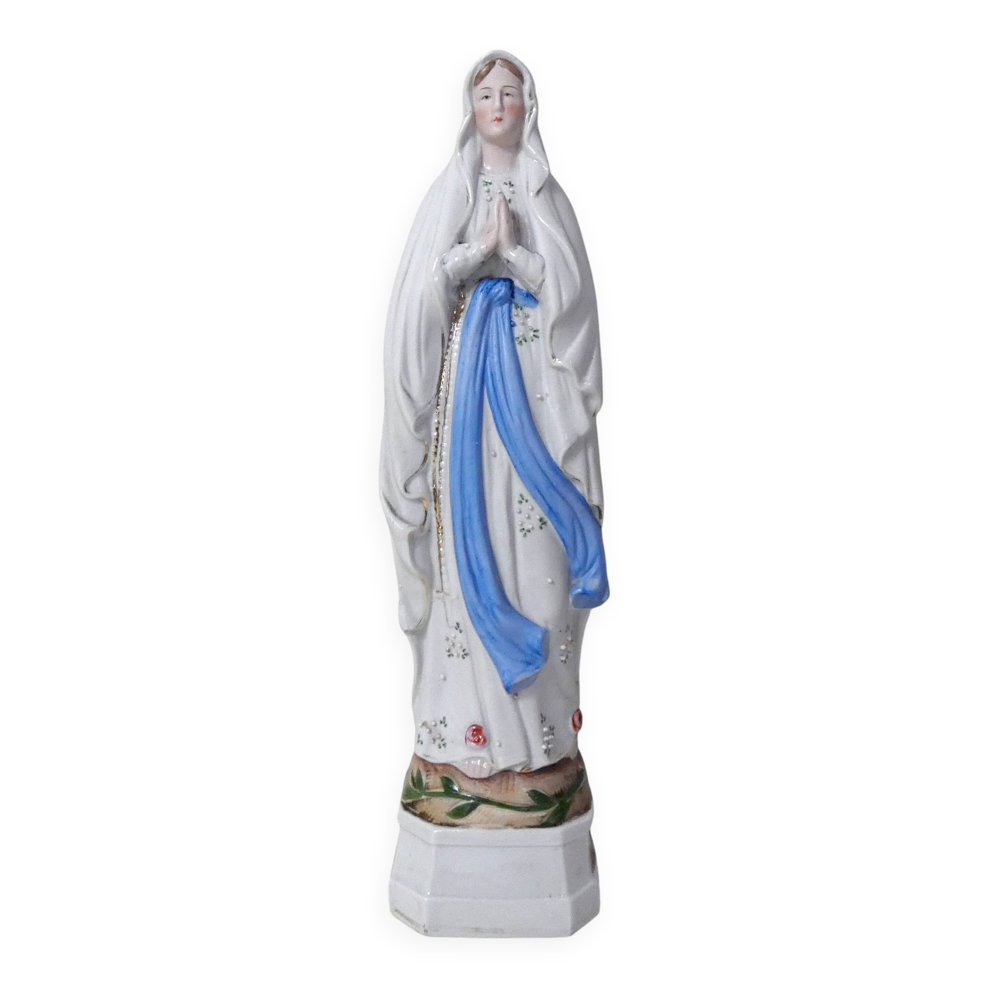 Antique Virgin Mary biscuit statue, 19th century