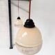 Set of 2 beige with gold colored ceiling lamps, 1960s