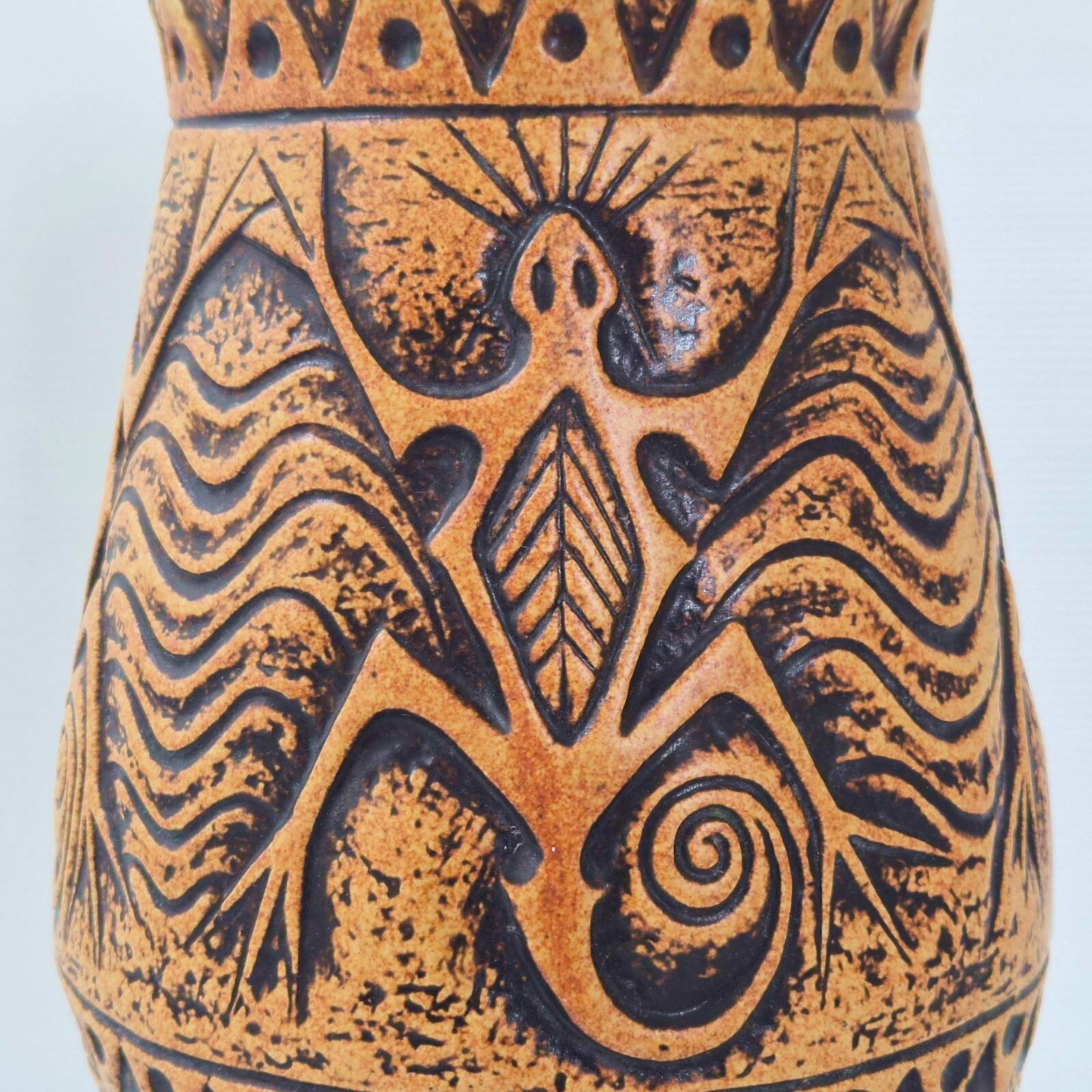 Vintage tripod vase with lizards 1960 jasba ceramic 60s 1960s maya tiki