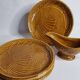 Gien earthenware fish service, 6 plates and a sauce boat, 25 cm