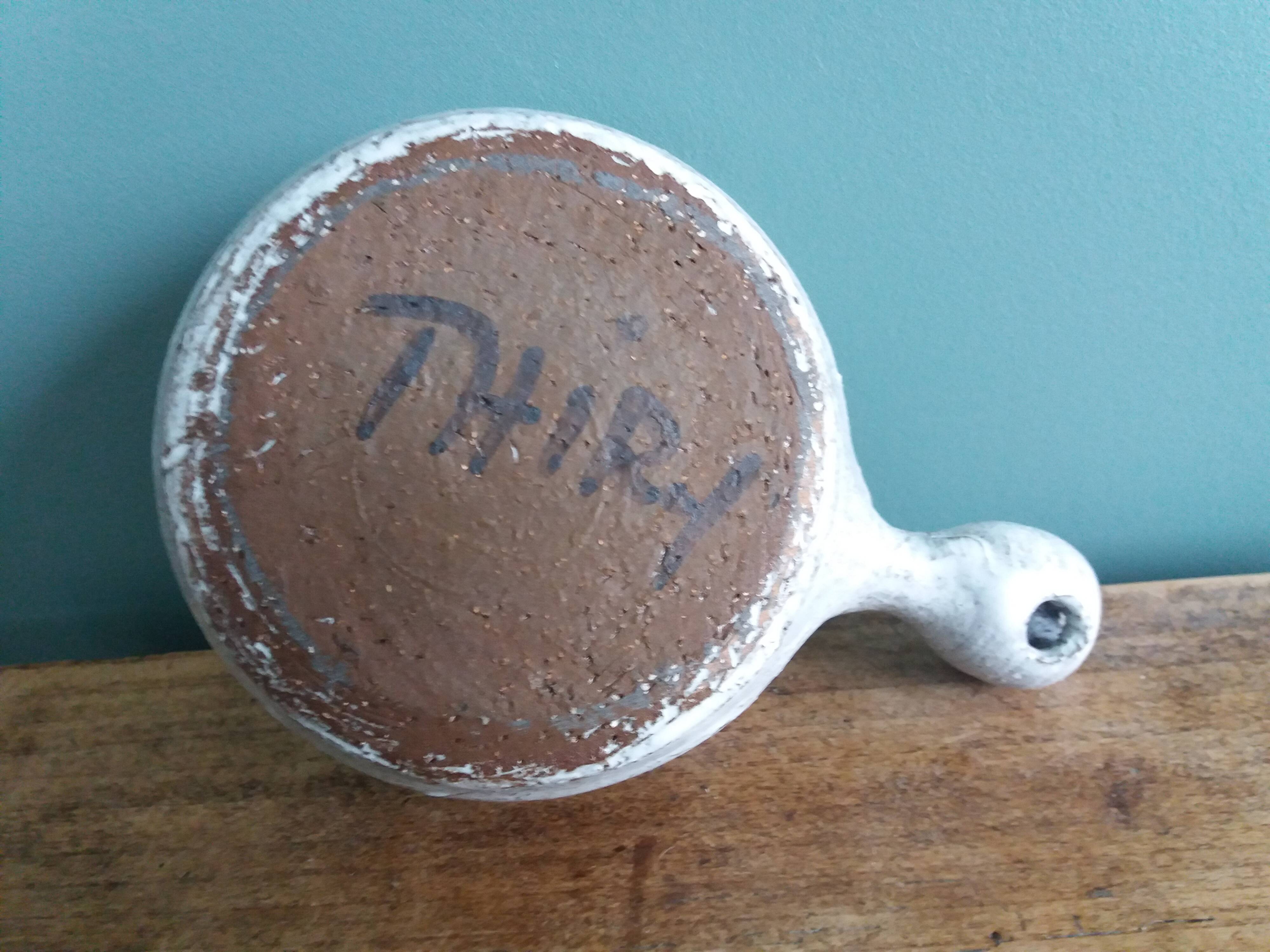 Stoneware sauce pot signed Thiry in Vallauris