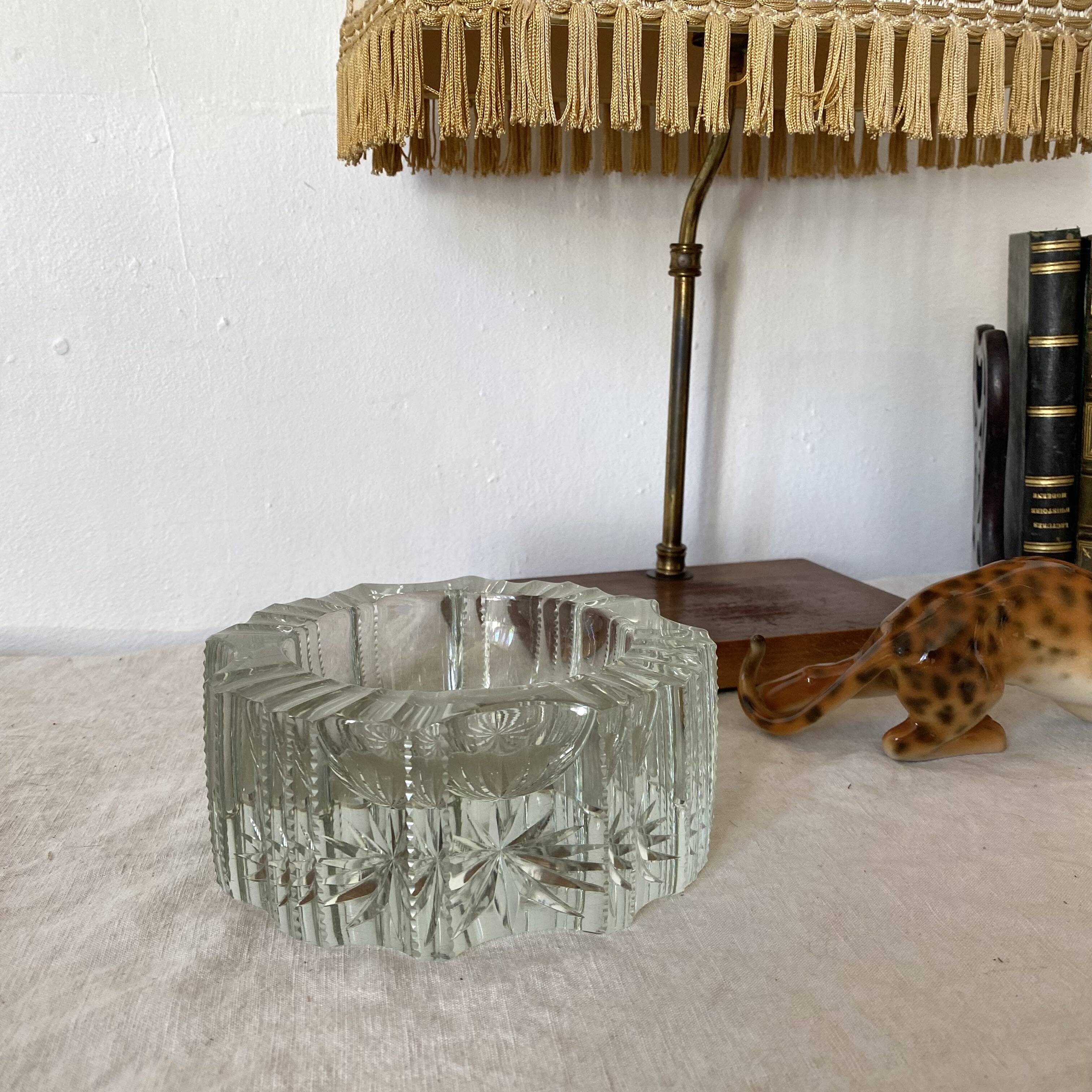 Vintage thick glass ashtray