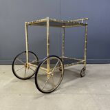 Chariot de bar en laiton imitation bambou, Orsenigo Italie, années 1970