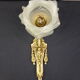 Applique ancienne en bronze doré à tête de bélier et feuille d'acanthe+tulipe fleur