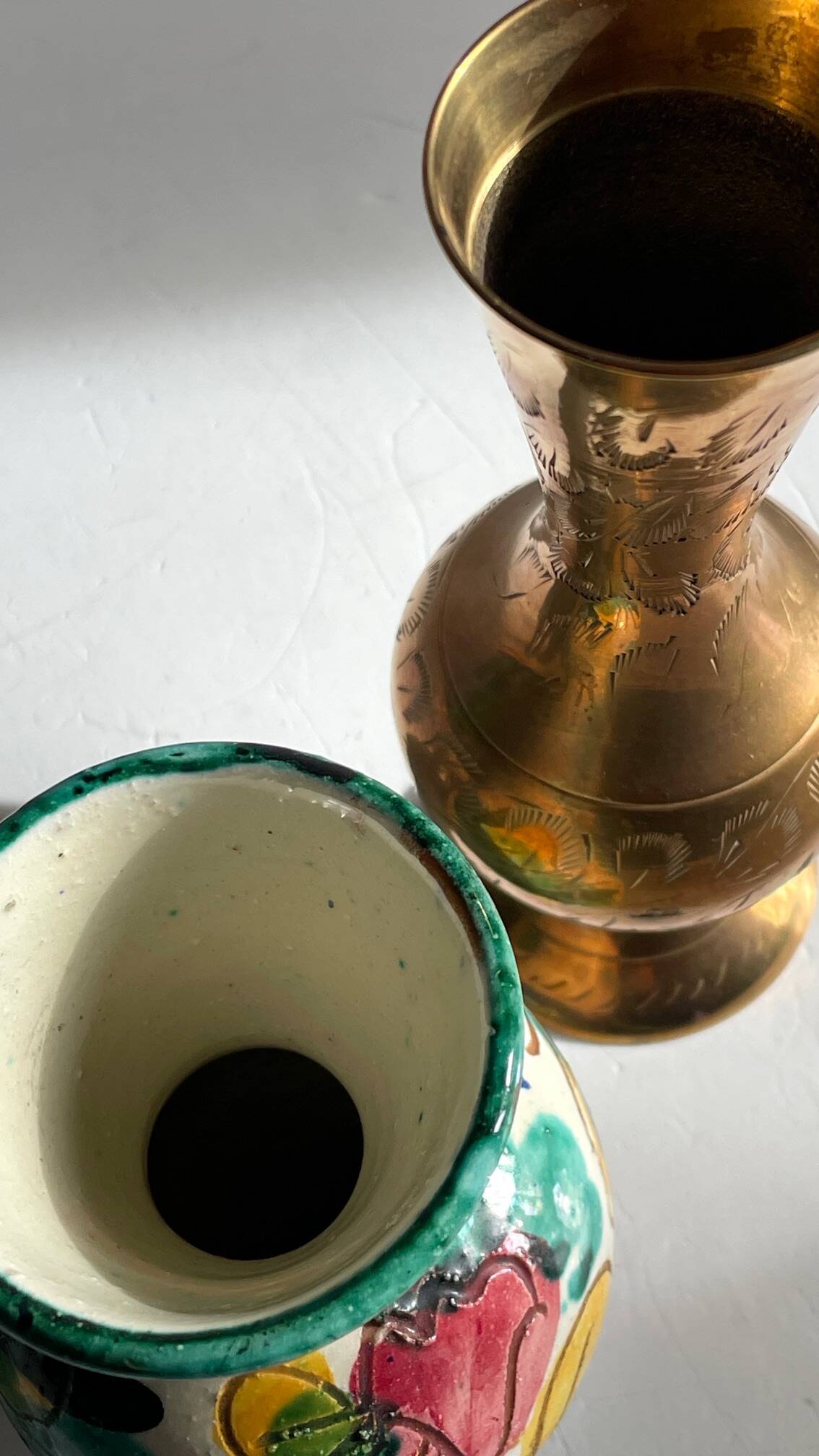 Vases céramique et laiton artisanal vintage