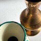 Vases céramique et laiton artisanal vintage