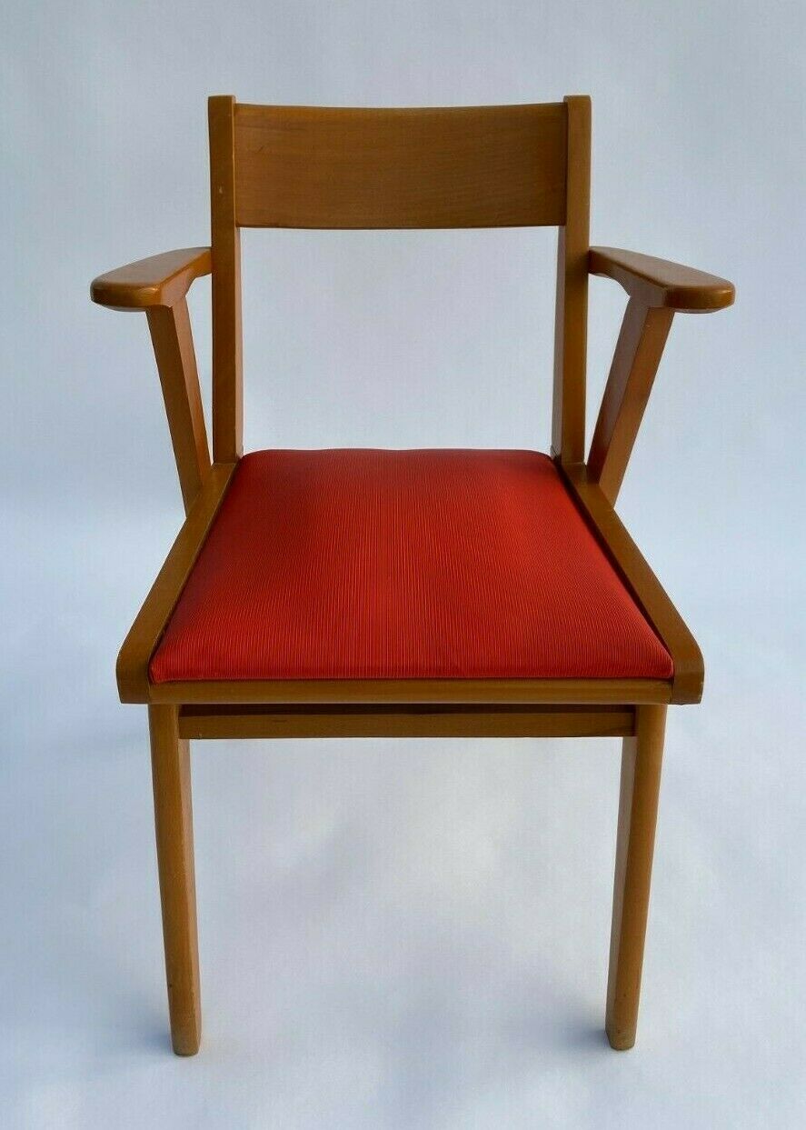 3 french design chairs chene light red yellow green 1960