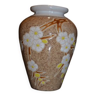 Vase signé décors de fleurs cloisonnées