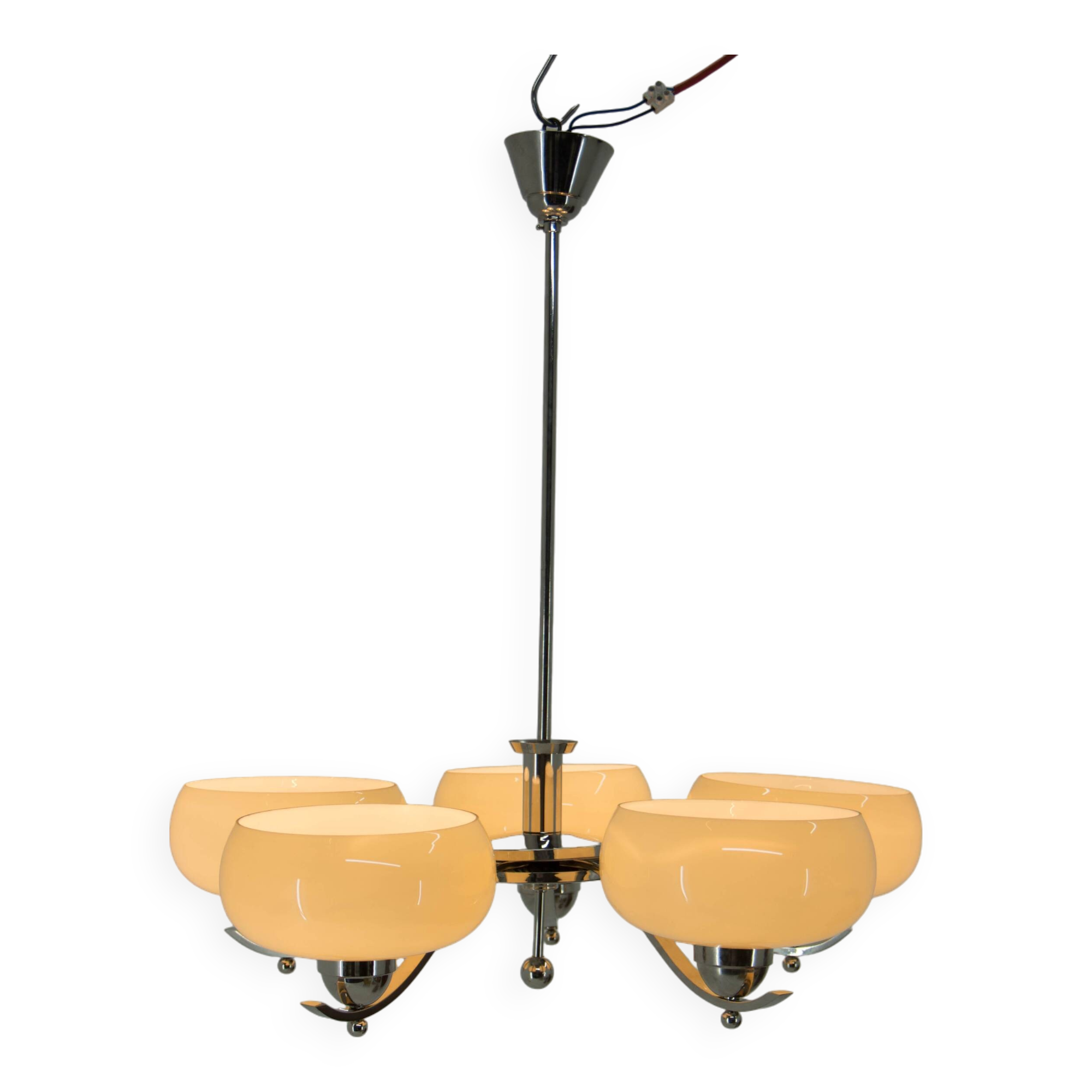 Art Deco Nickel-plated Chandelier, 1930s