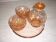 Art deco liqueur service in pink transparent glass with stopper