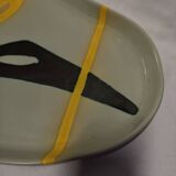 Ceramic dish by Peter Orlando, free form with abstract decoration, 1950s