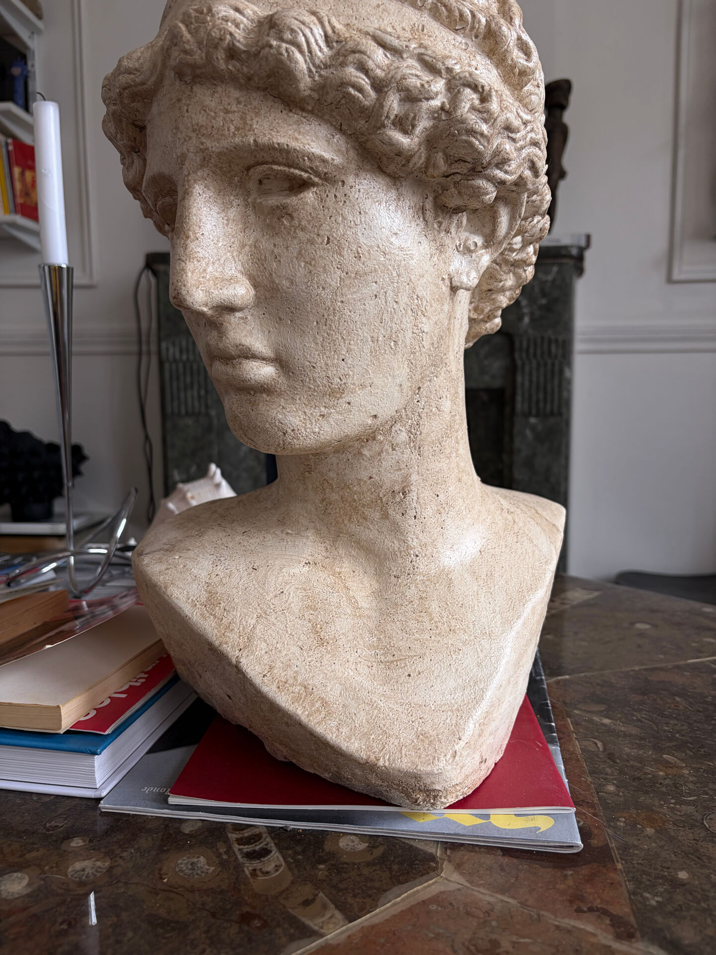 Male head bust in antique style