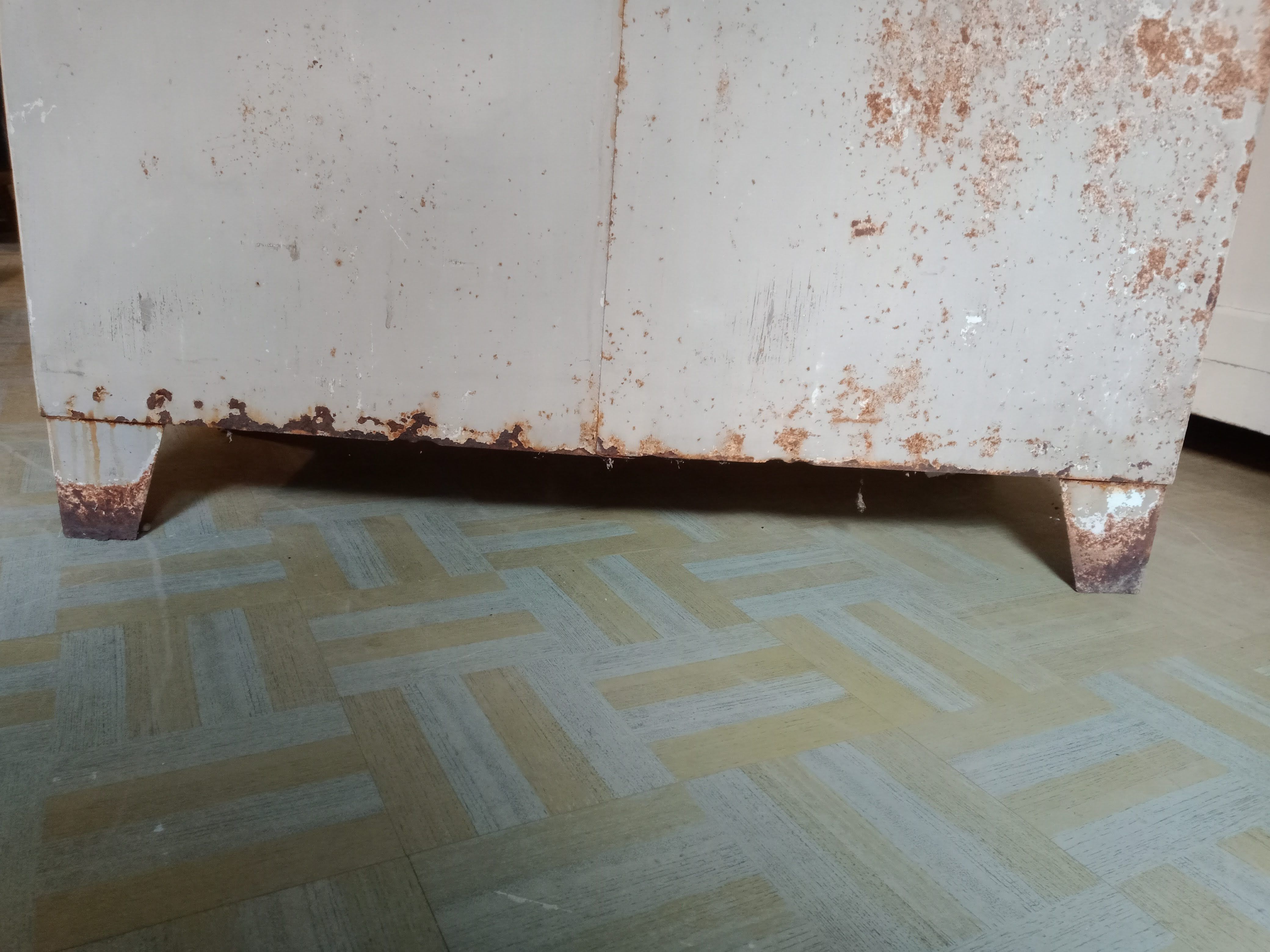 antique metal cabinet two doors