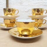 Set 5 cups gold porcelain