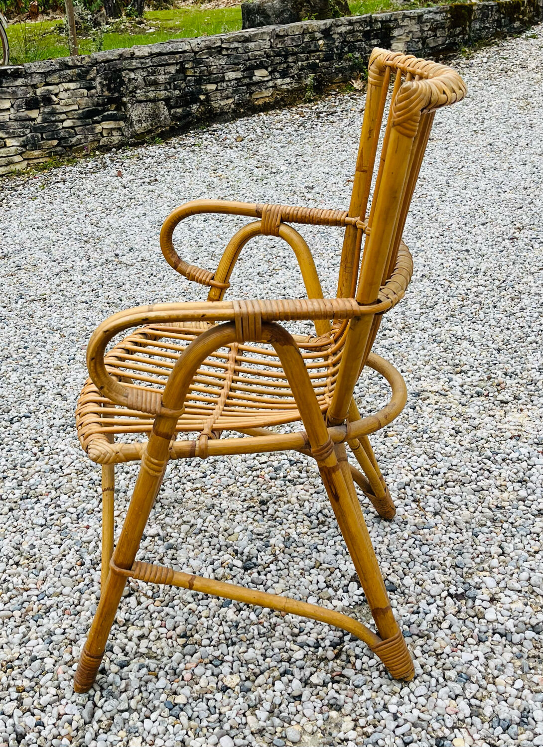 Original vintage rattan armchair