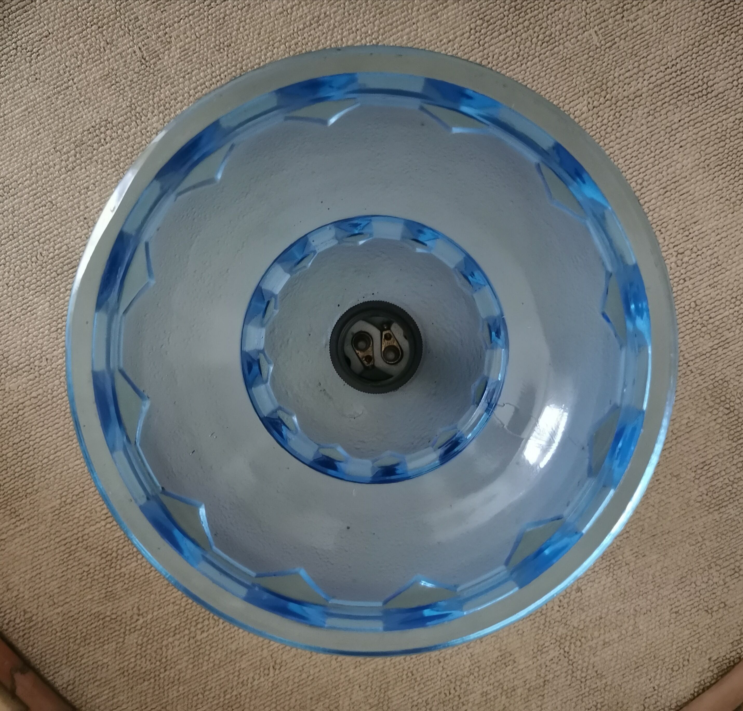 Pair hanging lamp Abat-jour blue glass
