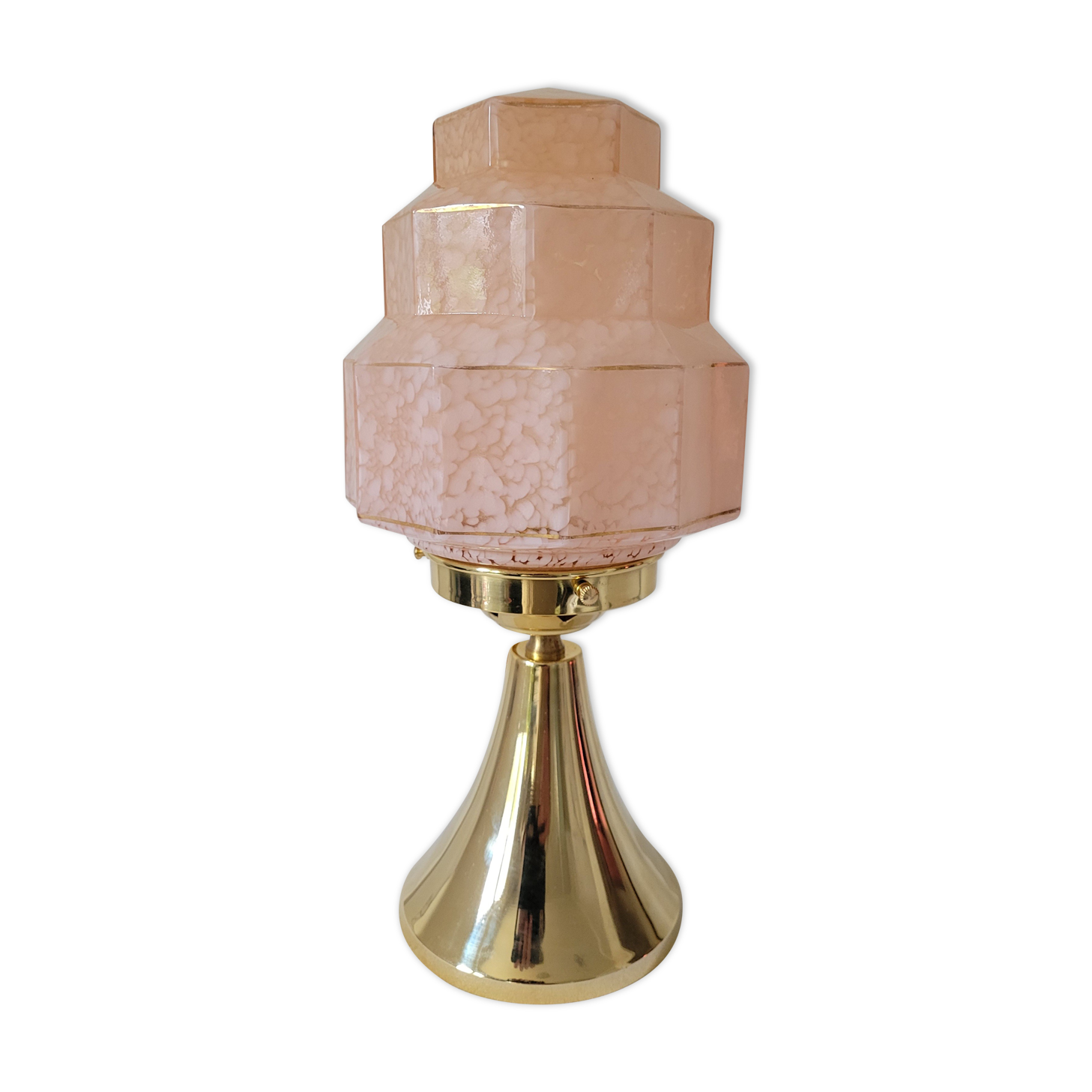 Art Deco glass skyscraper lamp from Clichy