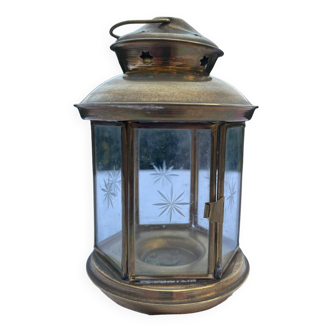 Vintage brass candle holder lantern