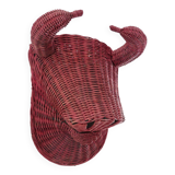 Bull head, minotaur in rattan 60s 70s