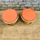 Coffee table with its pair of ottomans