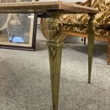 NIII style coffee table brass and travertine