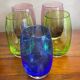 5 coloured bubble glass tumblers