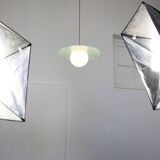 Mid-Century Italian Brass and Opaline Angel Pendant Lamp