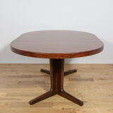 Mid-century round rosewood extendable dining table, Denmark, 1960s