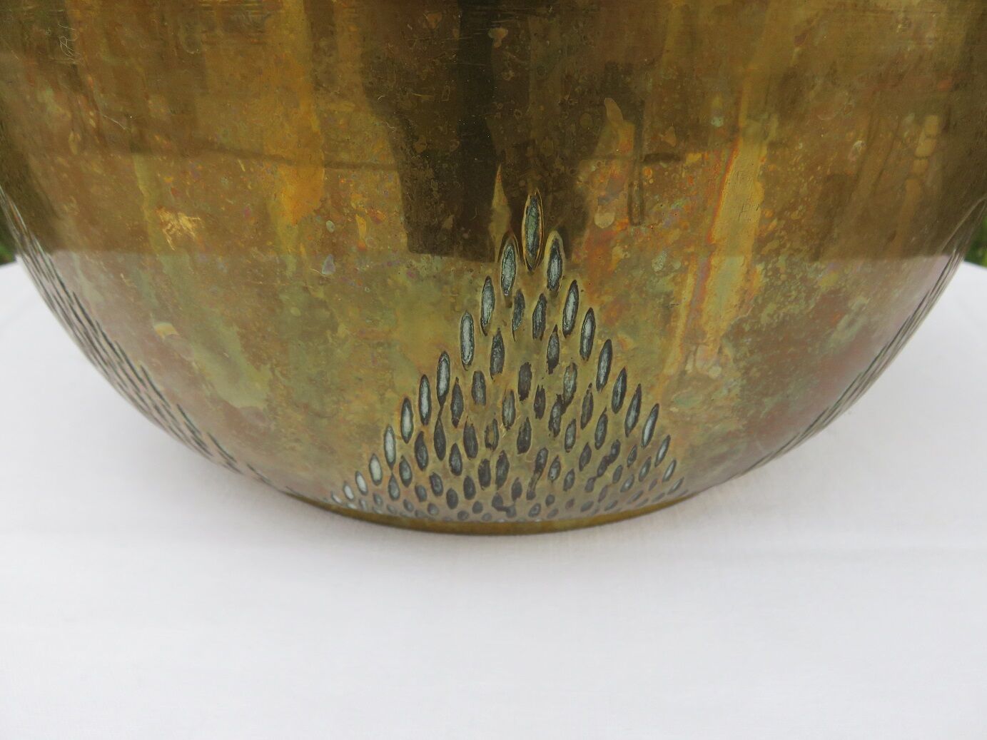 Art deco brass pot cover