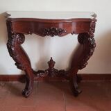 Console bois sculpté et marbre