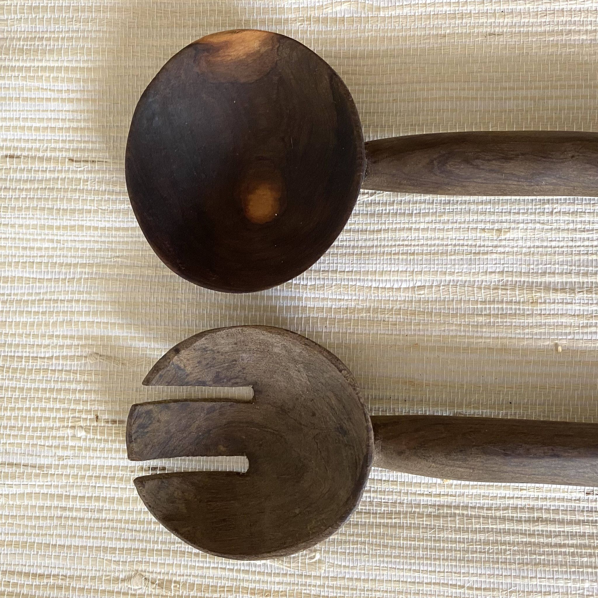 Wooden and horn salad servers