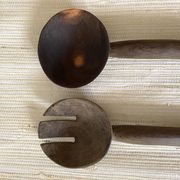 Wooden and horn salad servers