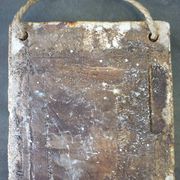 Wall mirror, glazed ceramic, signed La Roue Vallauris, vintage, 31.5 cm