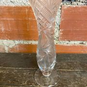 Vintage 1970s Cut Crystal Bohemian Vase #C866