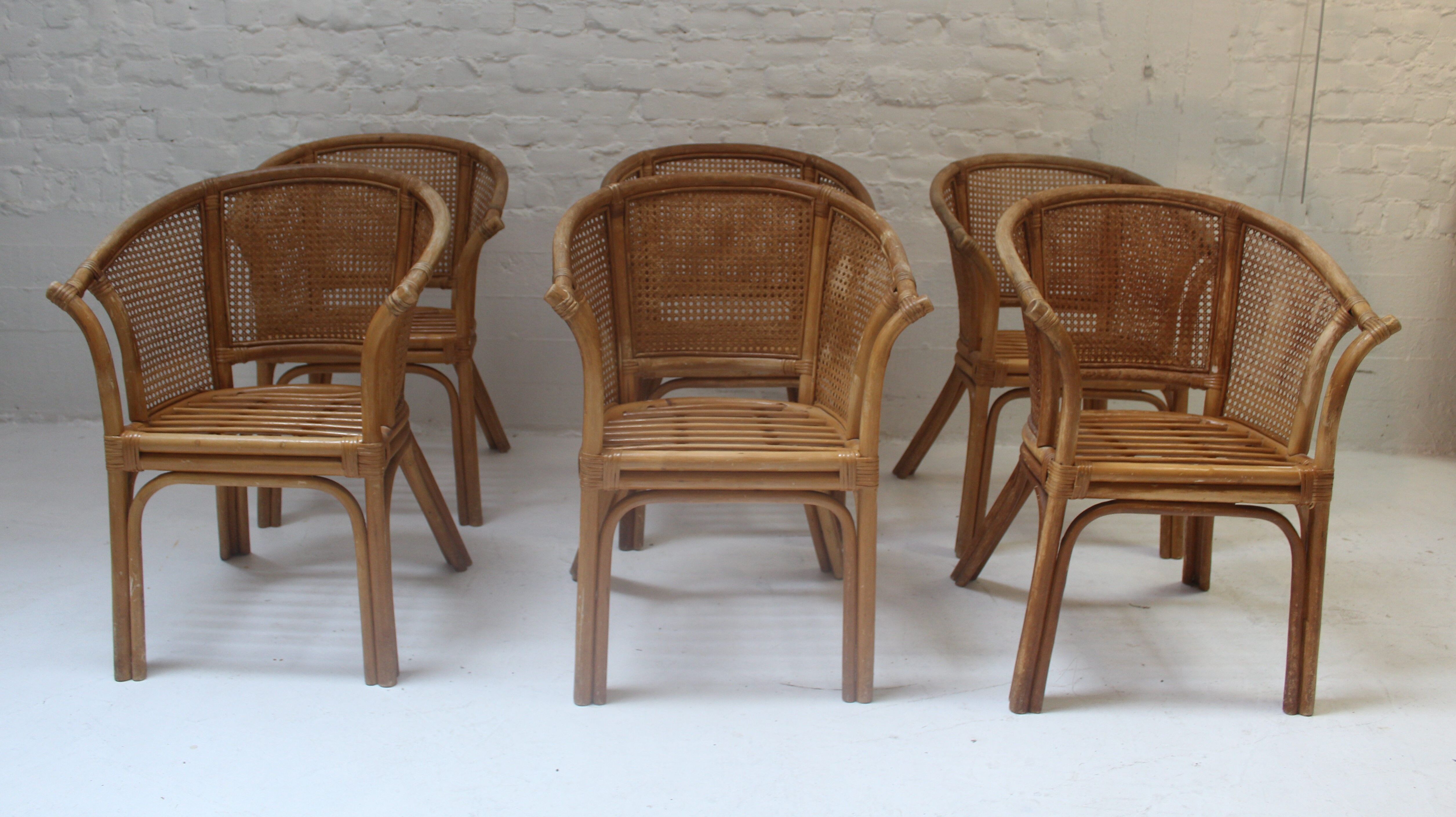 6 chaises ou fauteuils vintage en rotin