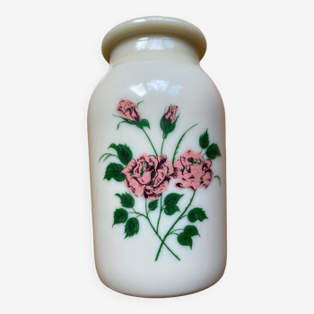 Opaline vase with rose pattern