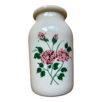 Opaline vase with rose pattern