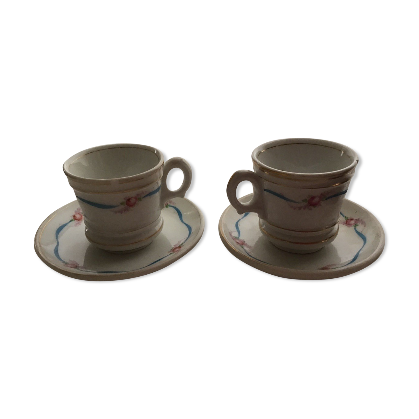2 cups 19th white porcelain