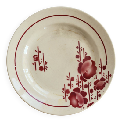 Assiette à dessert ancienne terre de fer Saint Amand modèle 211 – Décor flo