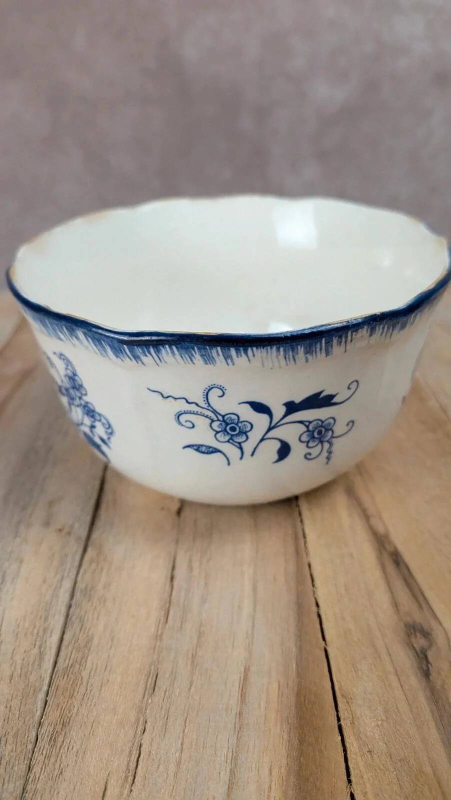 Antique Sarreguemines blue & white cup – French earthenware
