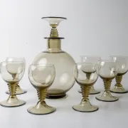 Art deco Traditie decanter with 7 glasses by W.J. Rozendaal – Kristalunie